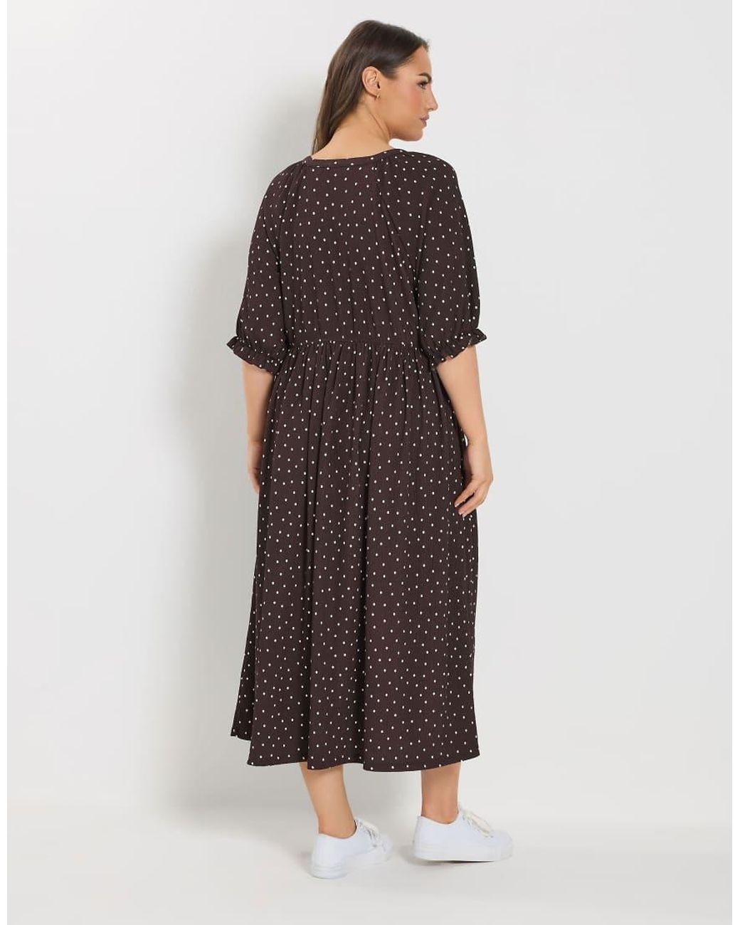 Yours Clothing Brown Polka Dot Midi Dress