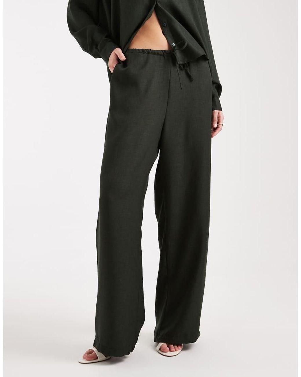 ONLY Green Tie Detail Pull On Trousers Co-Ord