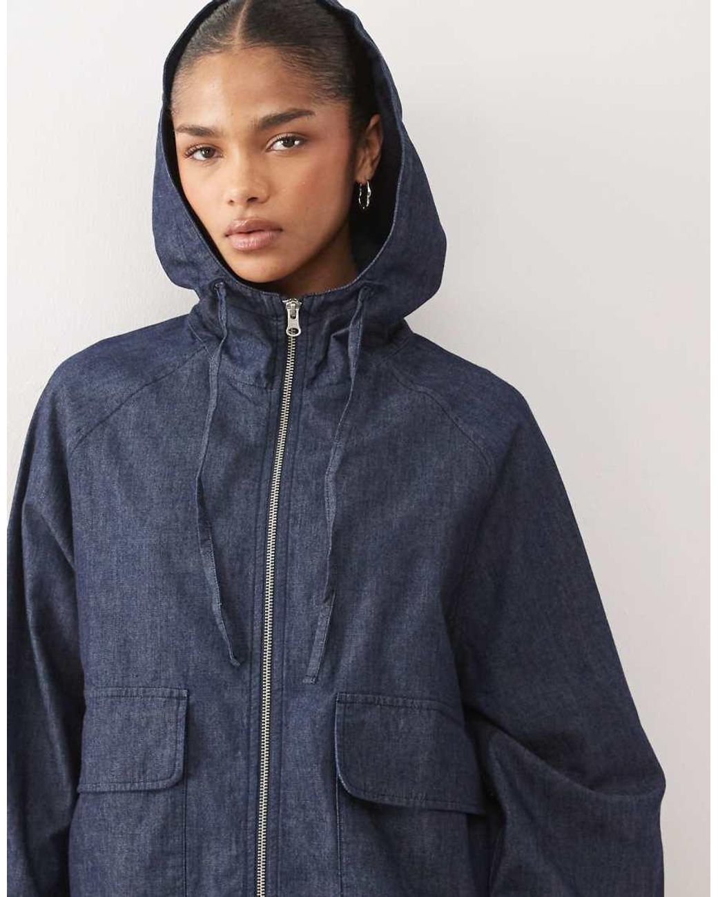 Reclaimed Vintage Blue Hooded Zip Up Jacket