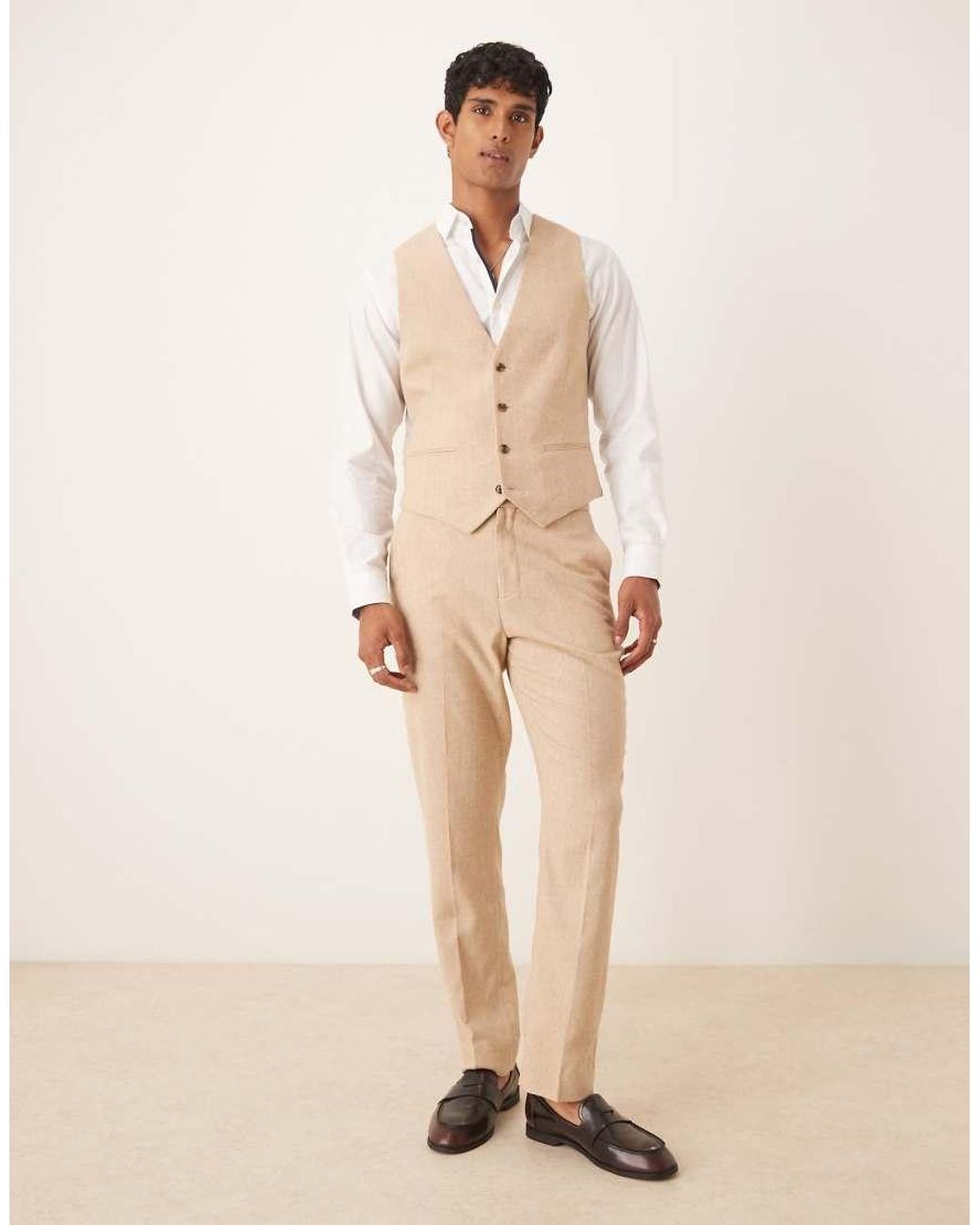 ASOS Natural Slim Wool Blend Suit Waistcoat for men
