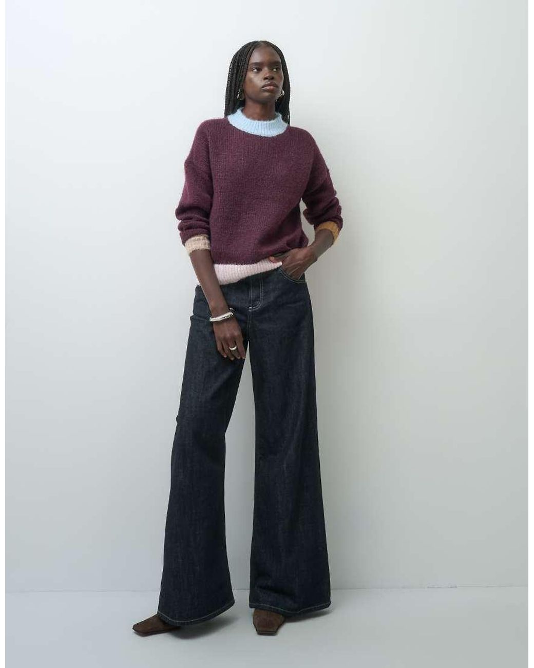 ONLY Purple Contrast Trim High Neck Sweater