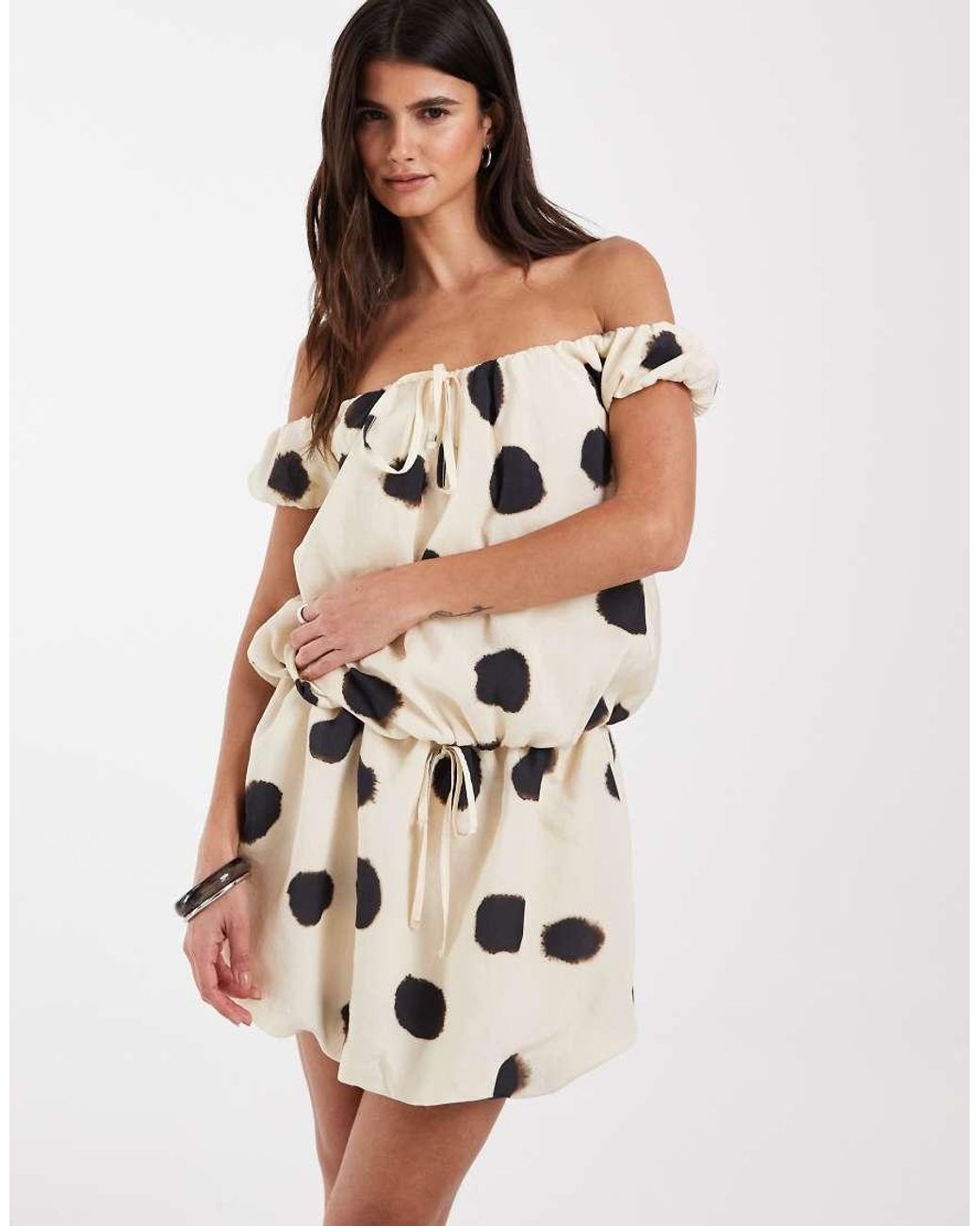 ASOS Natural Spot Mini Bubble Dress