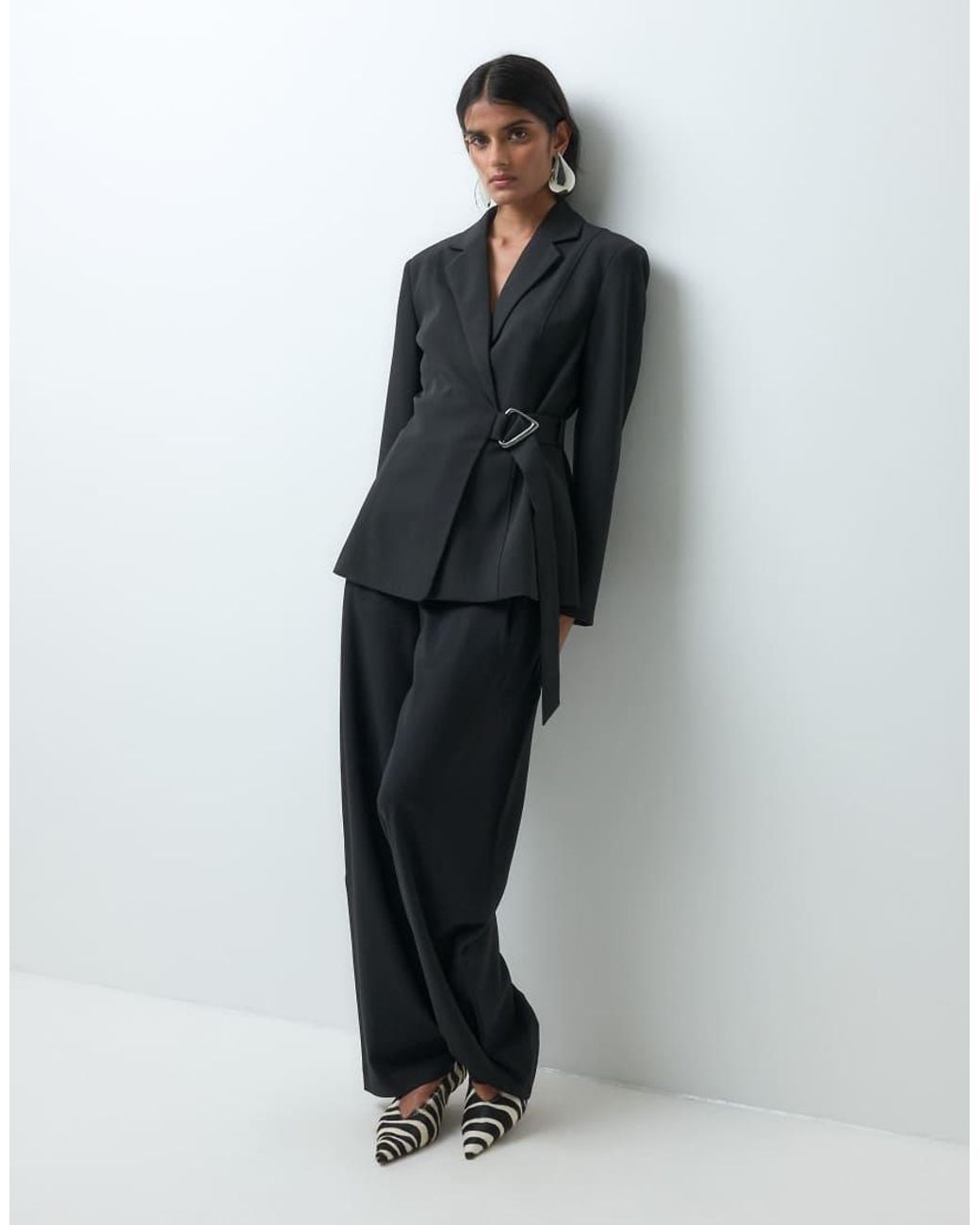 Jdy Gray Belted Tailored Blazer Co-Ord