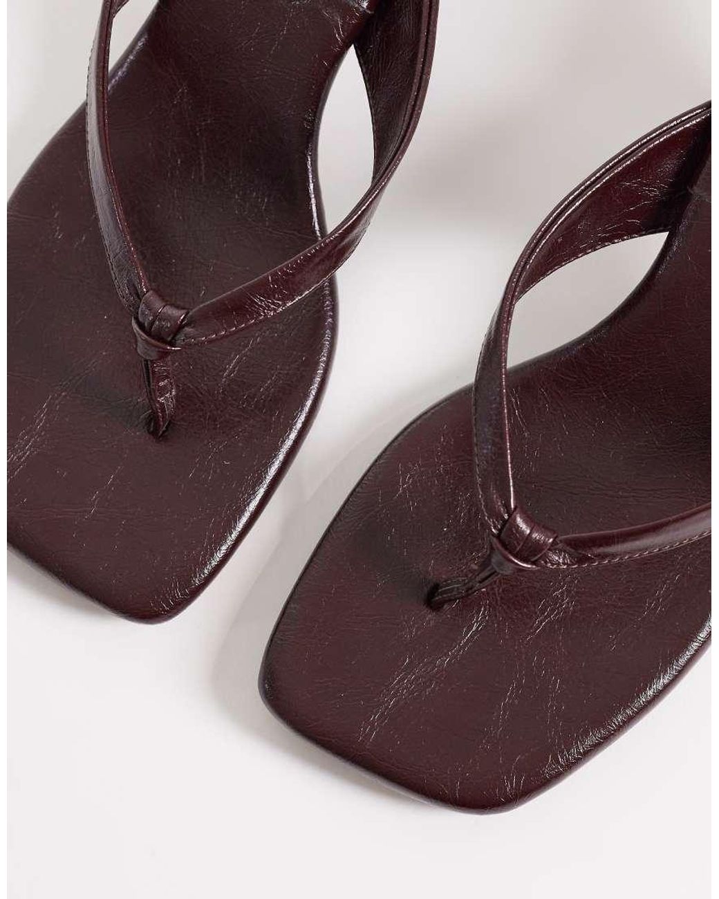 ASOS Brown Havana Toe Thong Kitten Heel Sandals