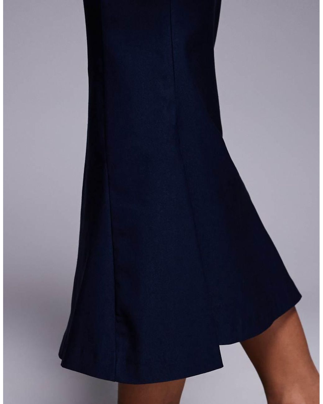 Vesper Petite Blue Bengaline Sleeveless Square Neck Fishtail Midi Dress