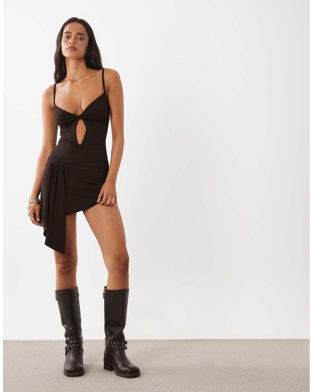 Motel Black Ginny Asymetric Mini Dress