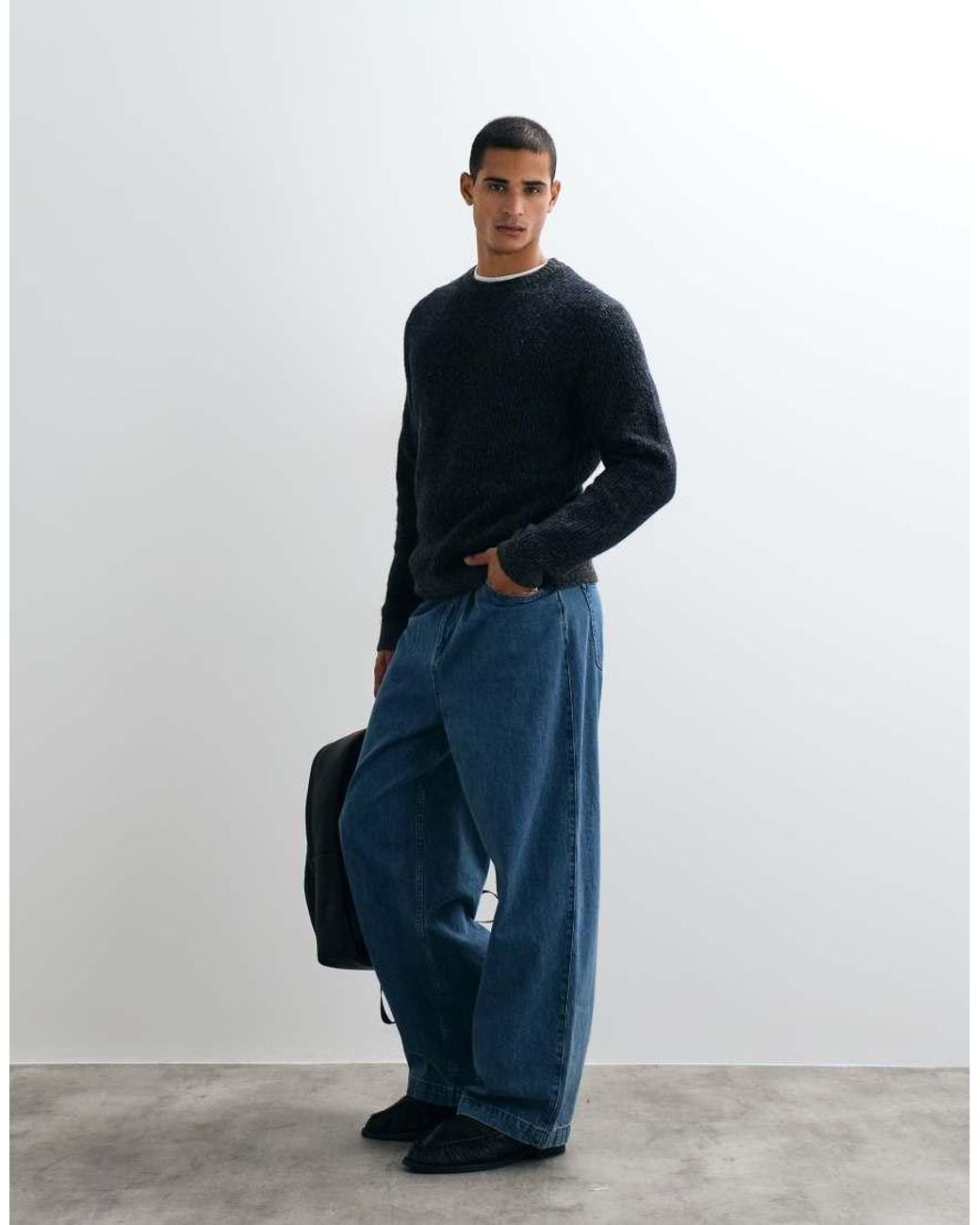 Jack & Jones Blue Premium Ribbed Knit Jumper for men