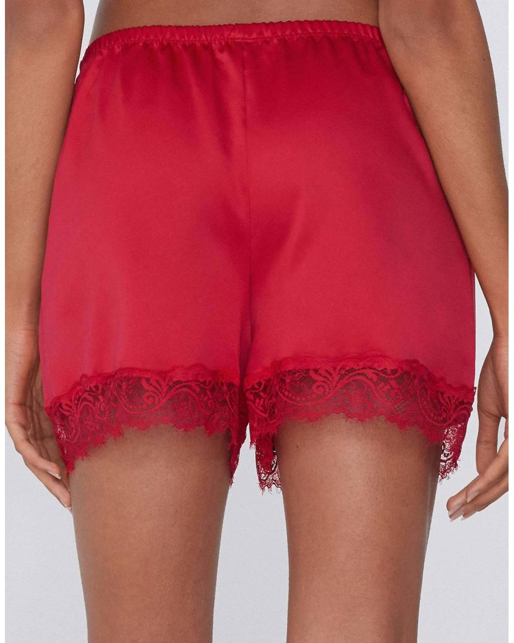 Tezenis Red Satin And Lace Shorts