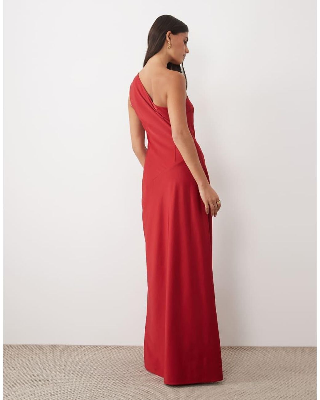 TFNC London Red Satin One Shoulder Maxi Dress