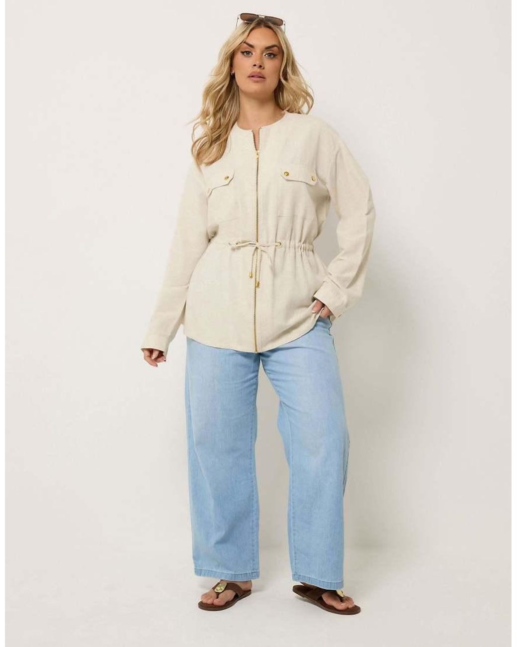 Yours Clothing Natural Linen Shacket