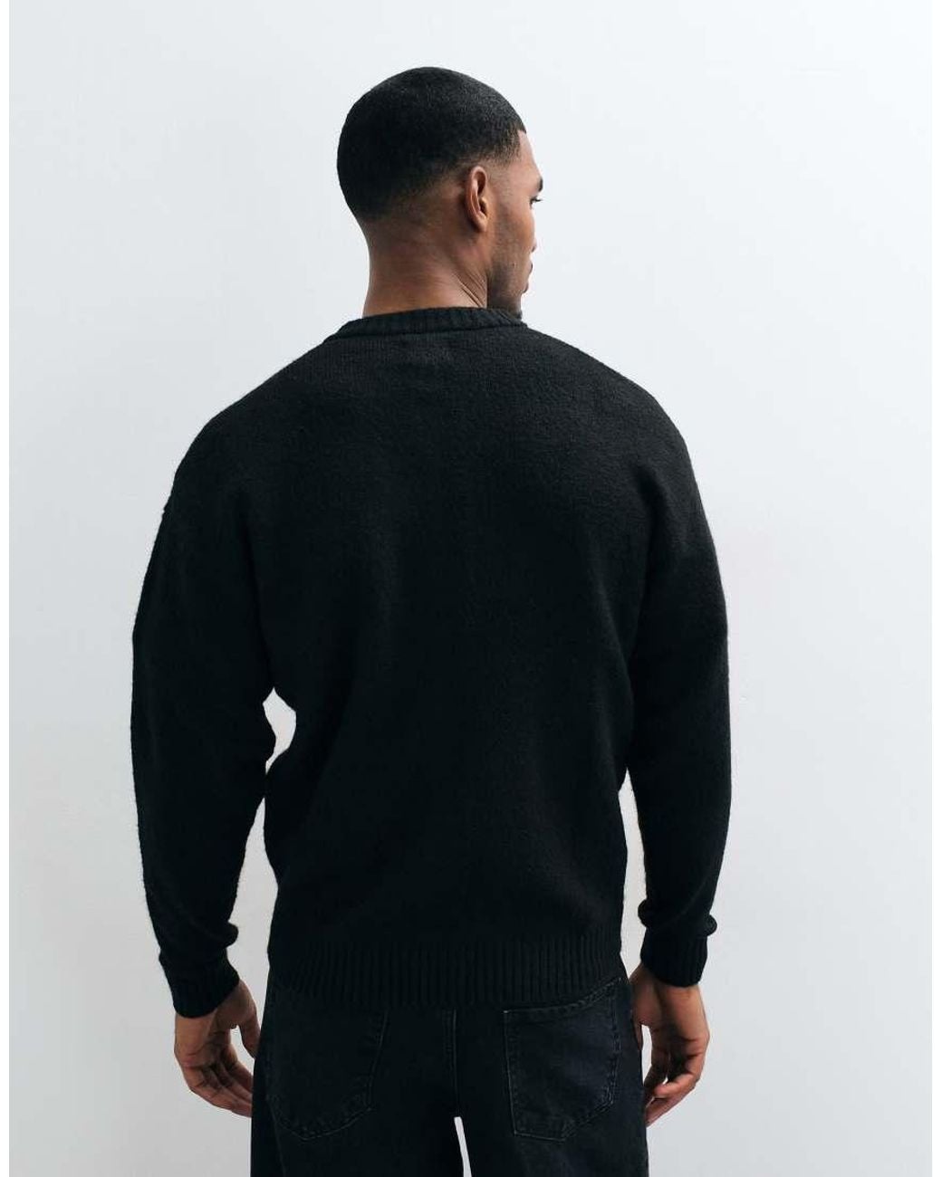 Jack & Jones Blue Fluffy Knitted Crew Neck Cardigan for men