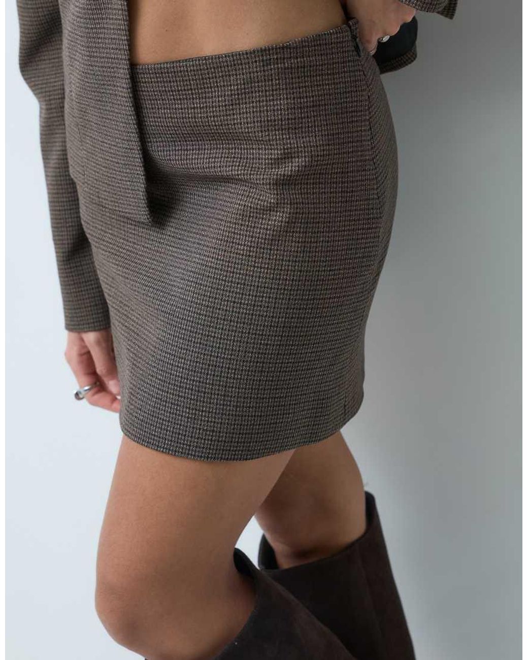Mango Gray Square Mini Skirt Co-Ord