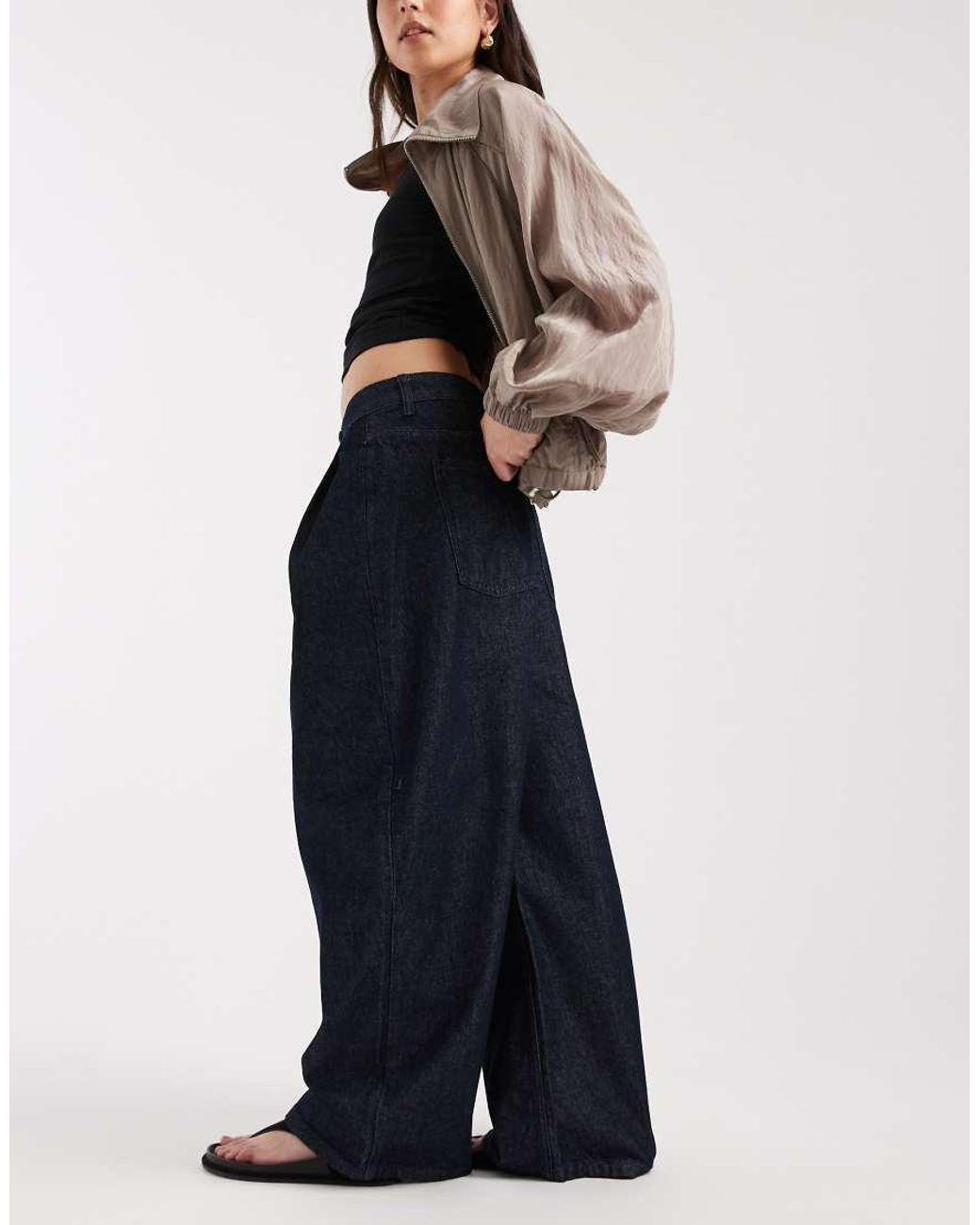 ASOS Blue Low Rise Oversized Horseshoe Jeans