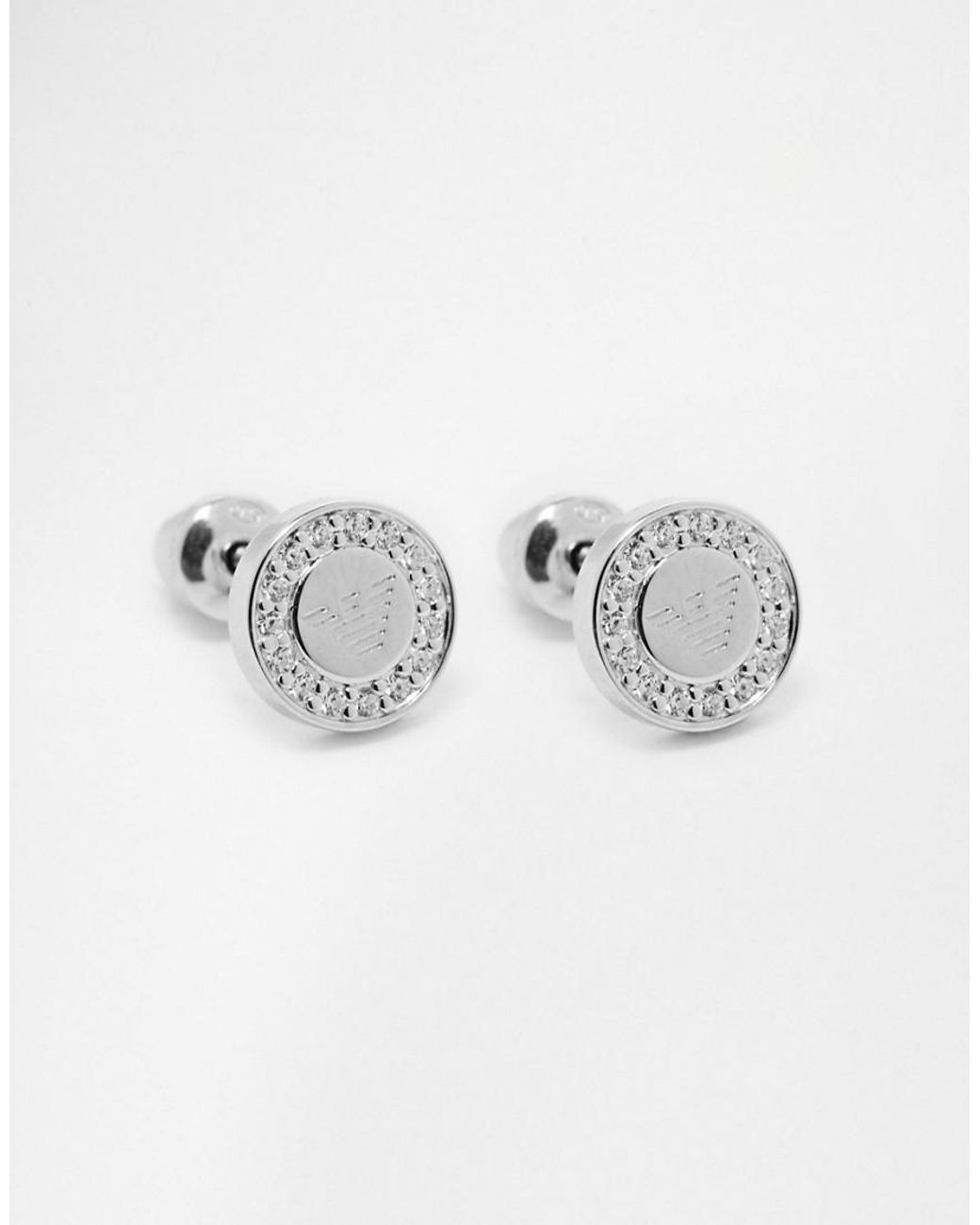 Emporio Armani Eagle Round Stud Earrings in Metallic for Men Lyst UK