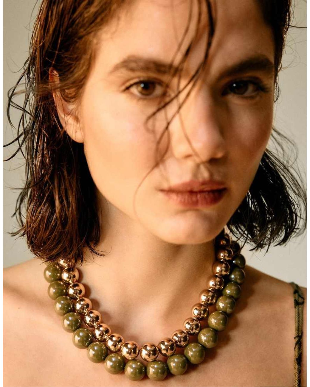Stradivarius Metallic Set Of 2 Bead Necklaces