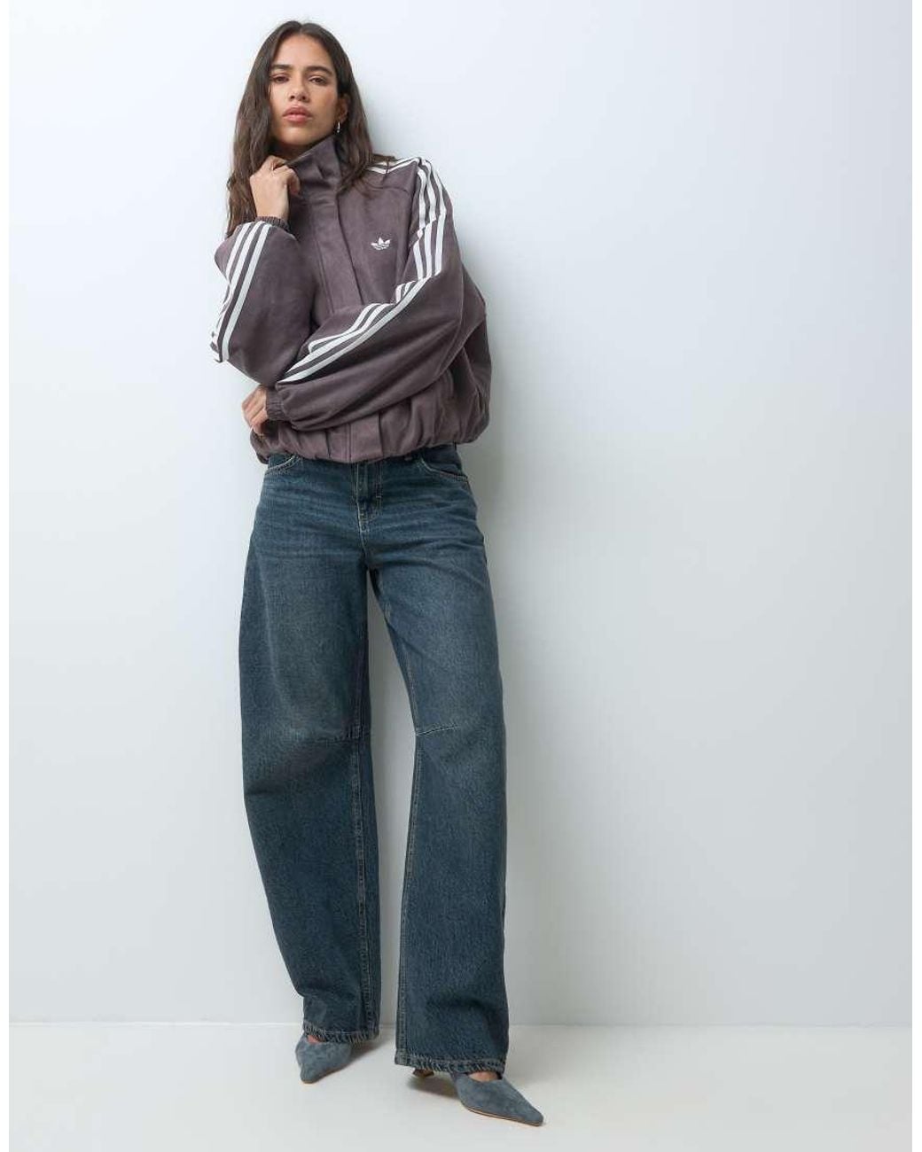 Adidas Originals Blue Faux Suede Track Jacket