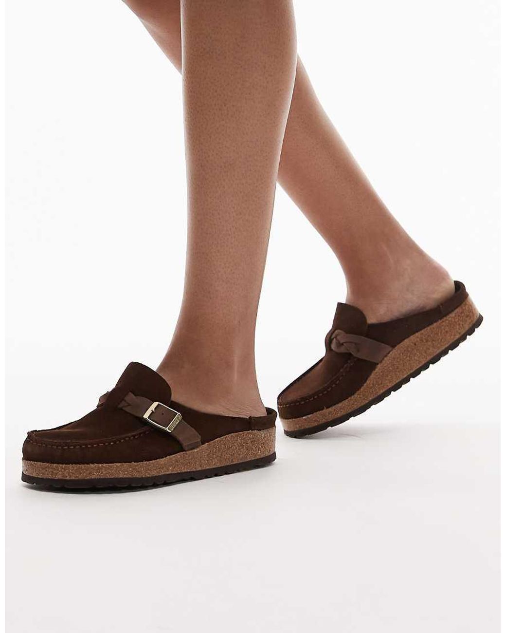 Birkenstock Brown Buckley Braided Suede Clogs