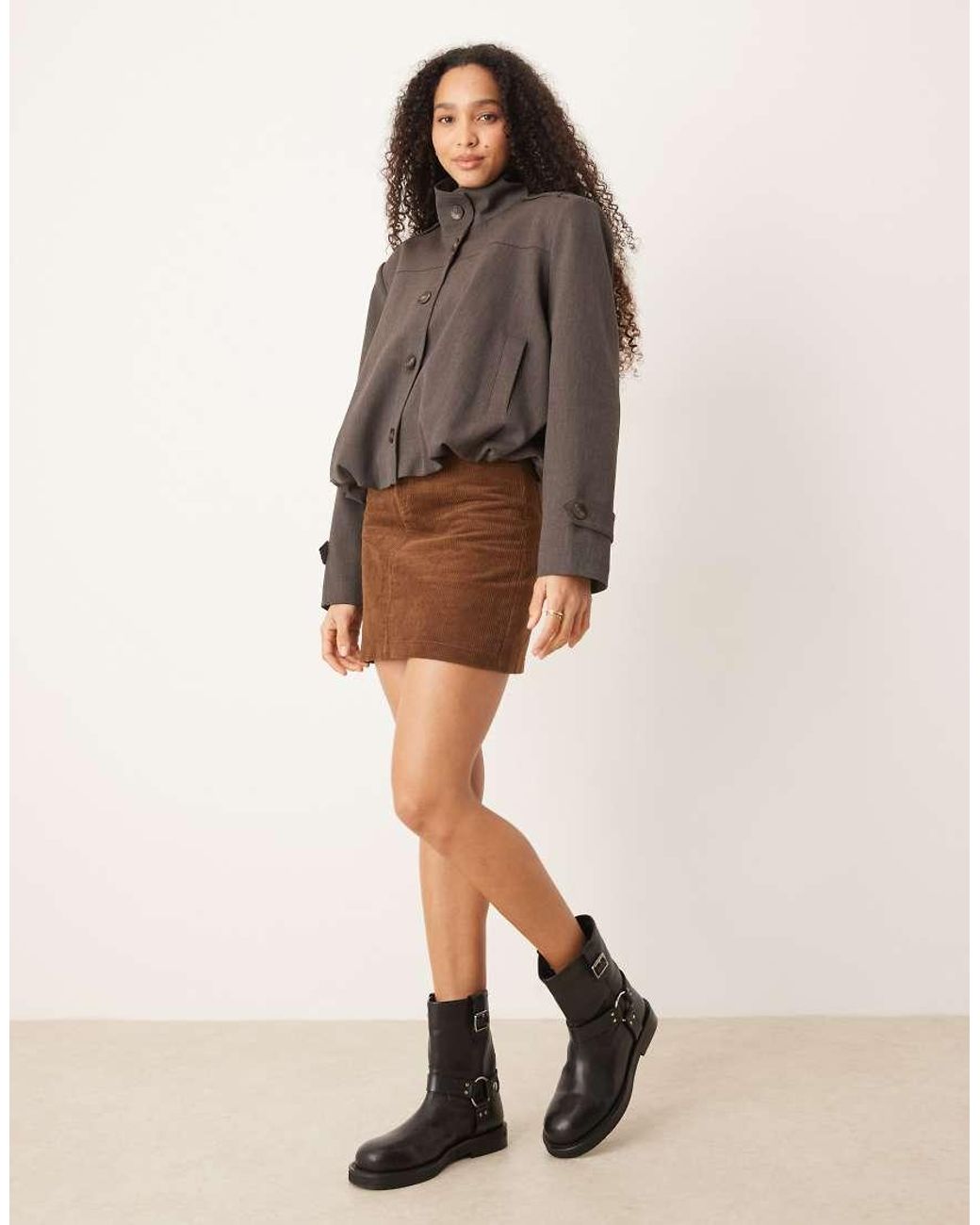 Threadbare Mini Rok Van Corduroy in het Brown