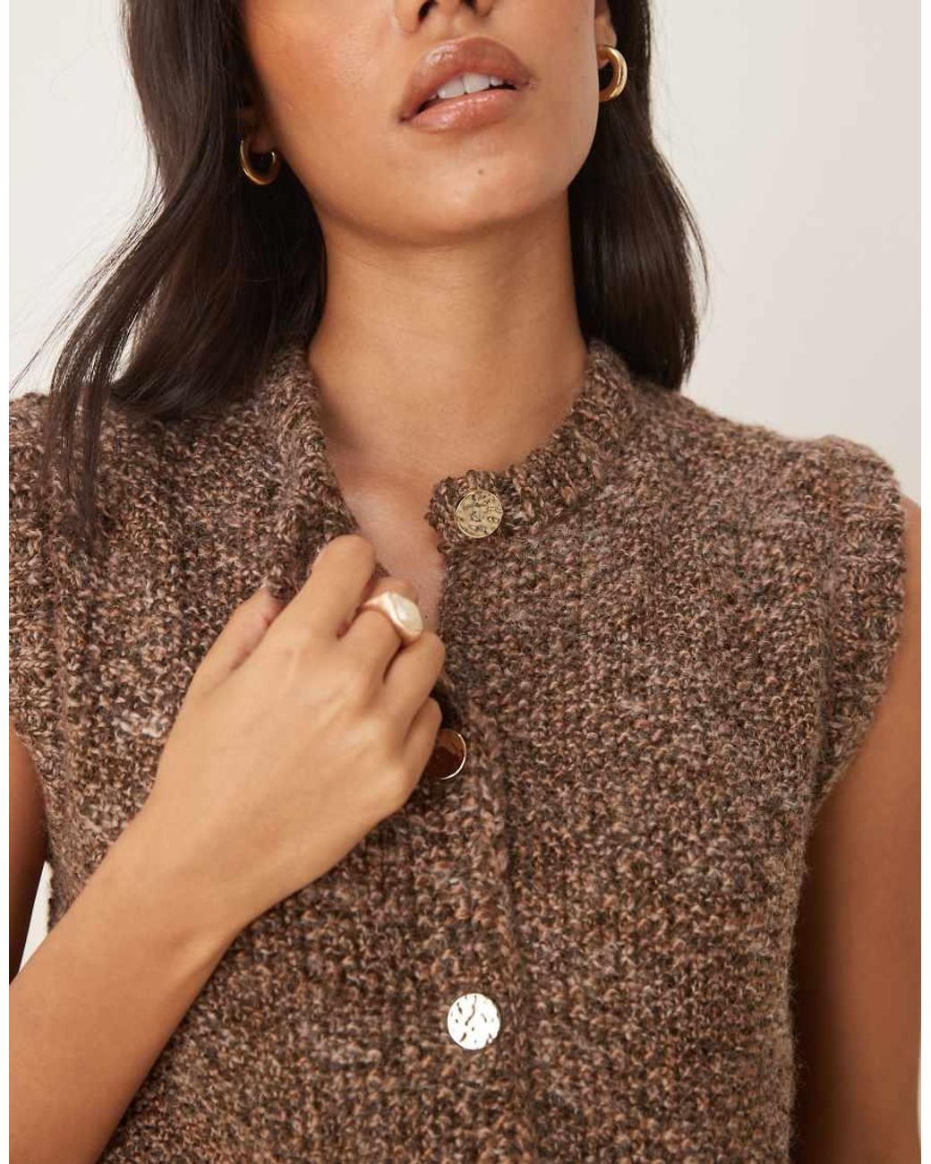 Threadbare Brown Knitted Waistcoat With Buttons