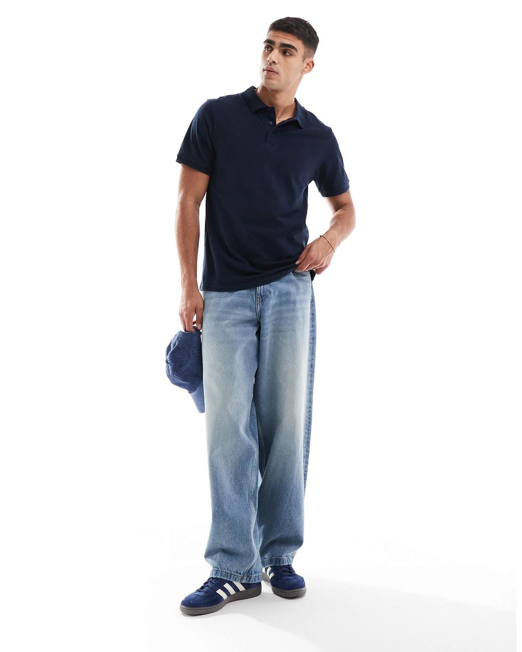 ASOS – basic-polohemd aus pikee in Blue für Herren