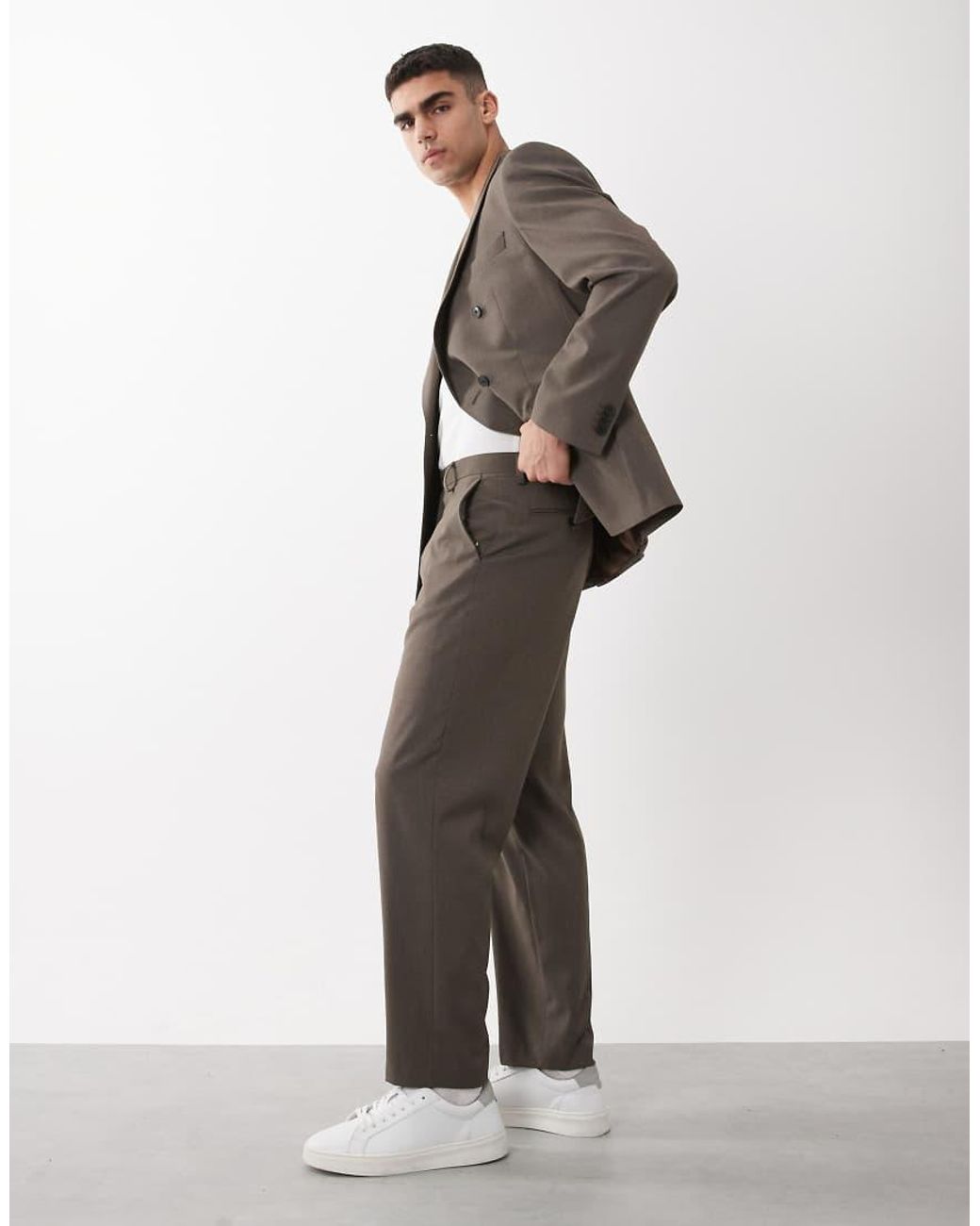 ASOS Green Relaxed Tapered Suit Trousers for men