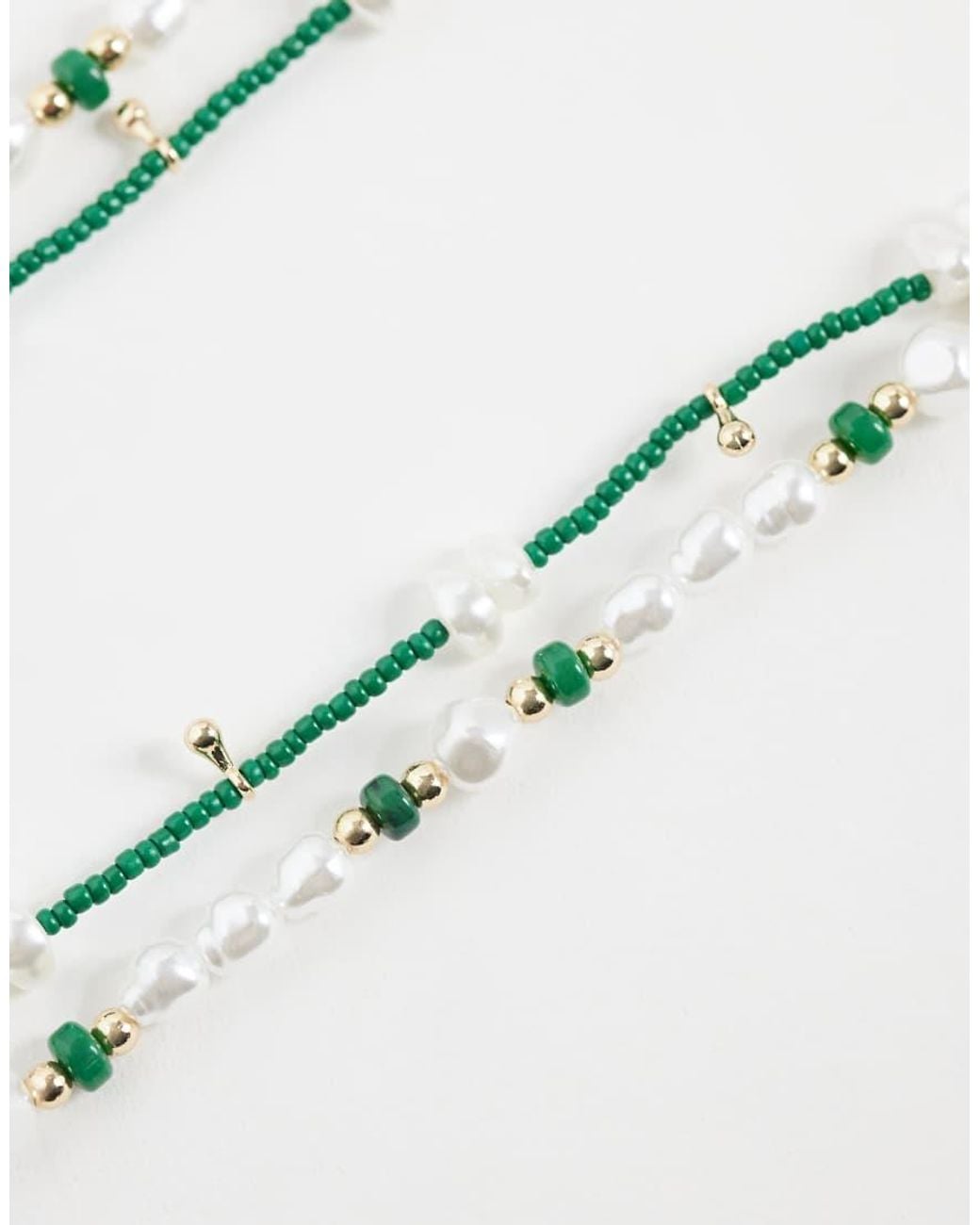 ASOS Natural 2 Pack Faux Pearl And Seedbead Necklace for men