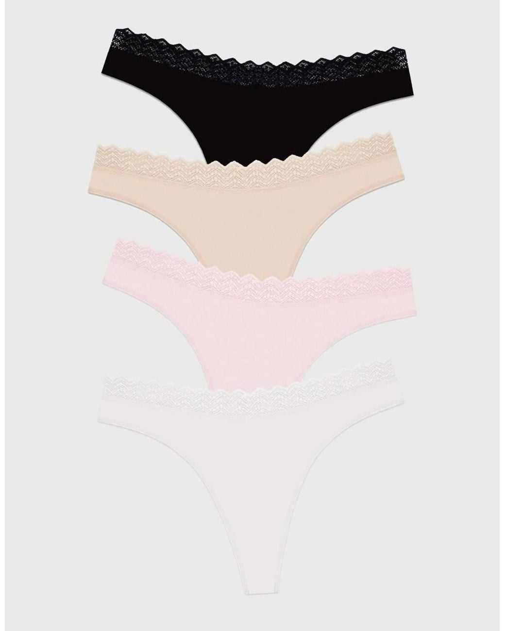 Stripe & Stare Black Zigzag Lace Thong Four Pack