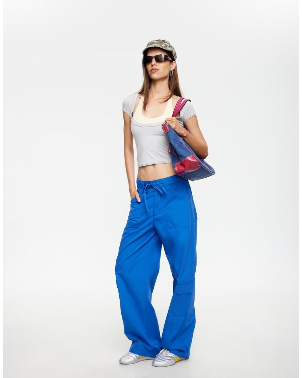 Lioness Blue Venice Tie Waist Pocket Detail Cargo Pants