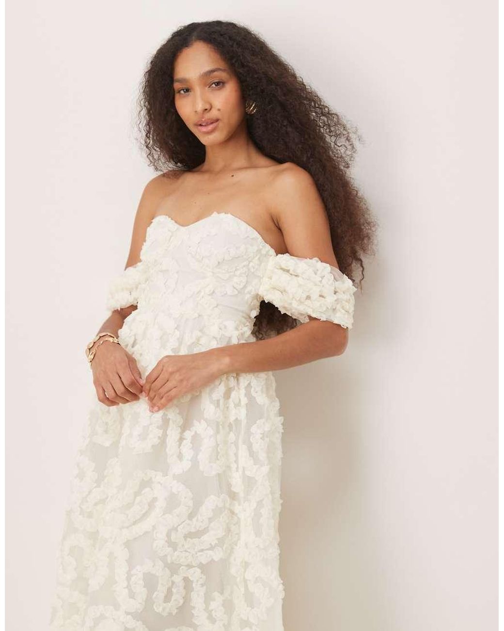 True Decadence Natural Strapless Midi Dress
