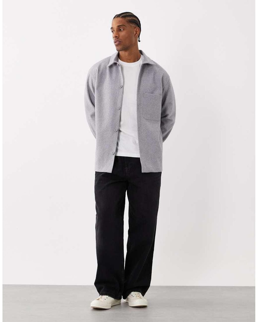 Jack & Jones Gray Brushed Overshirt for men