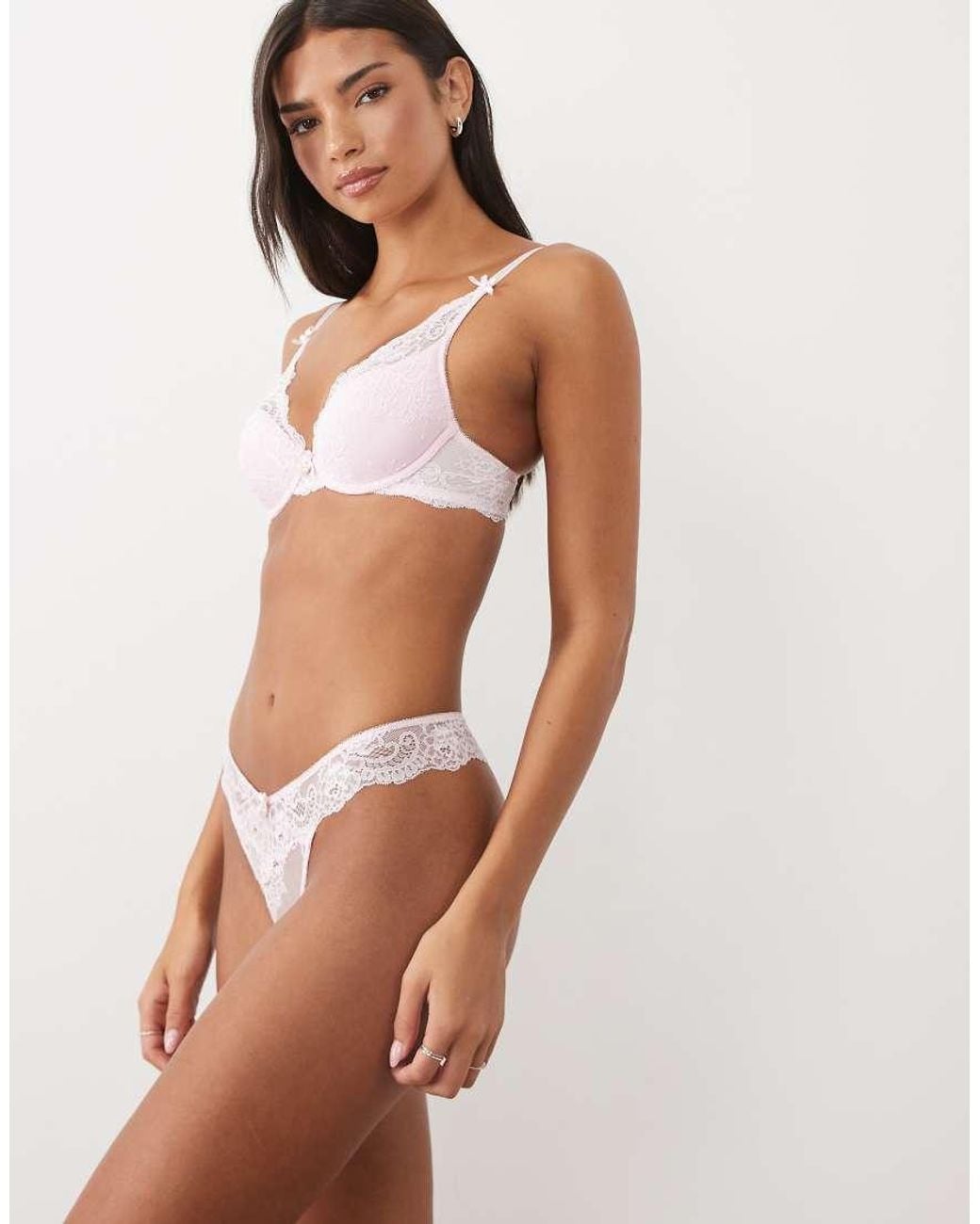 Boux Avenue Pink Amber Lace Thong