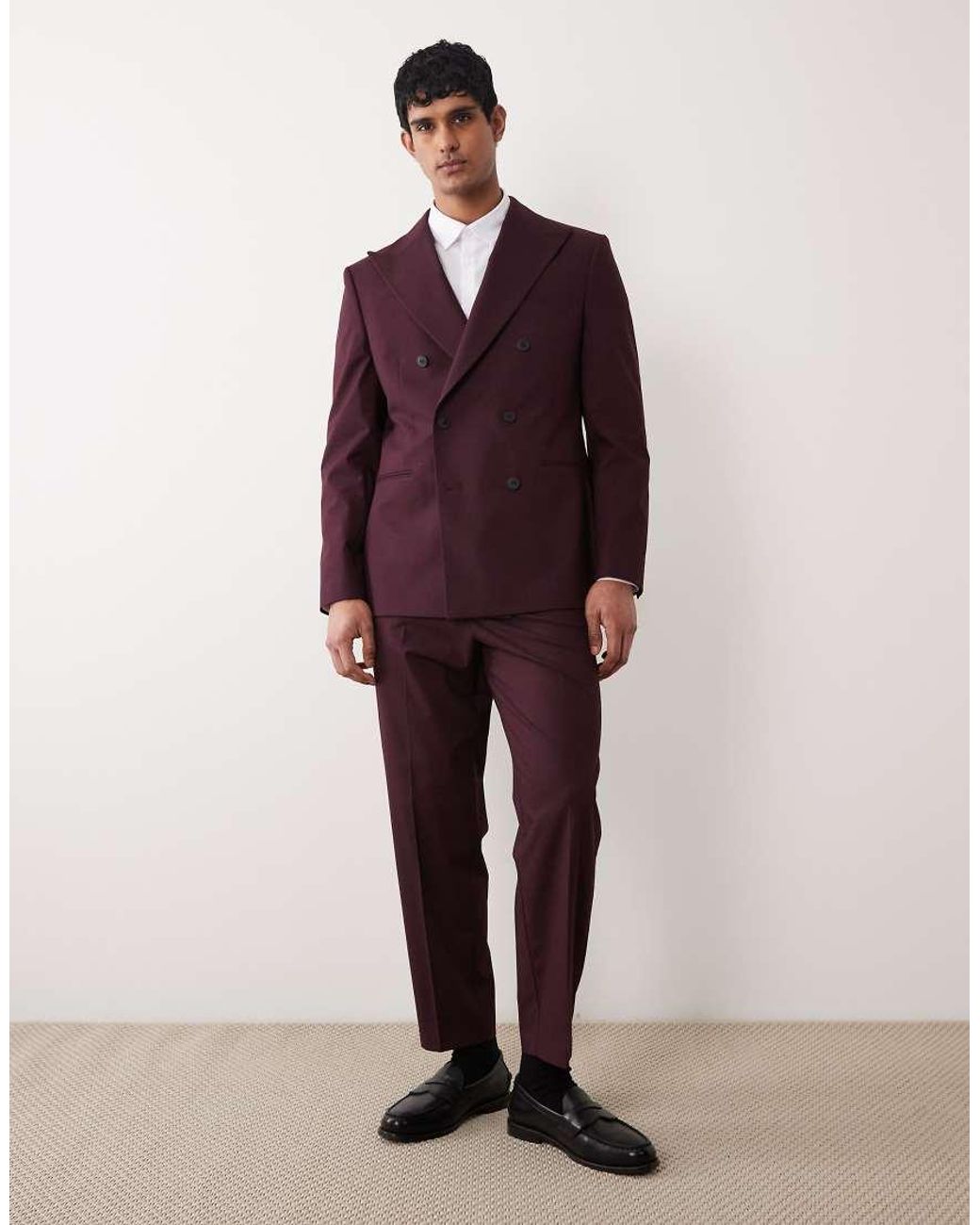 ASOS Purple Regular Double Breasted Suit Jacket for men