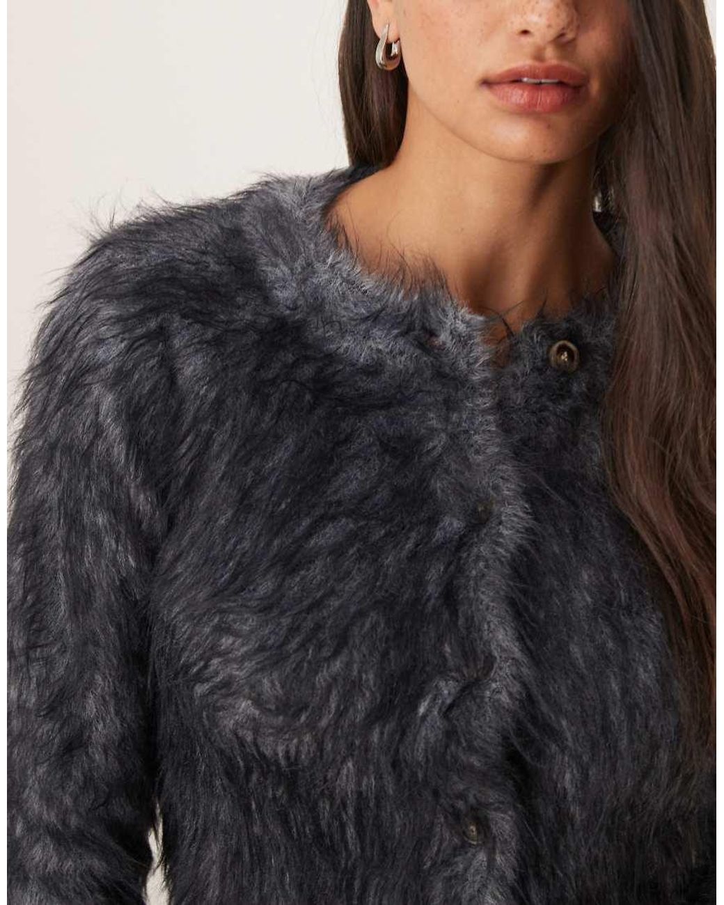 ASOS White Knitted Extreme Eyelash Neat Fit Cardigan