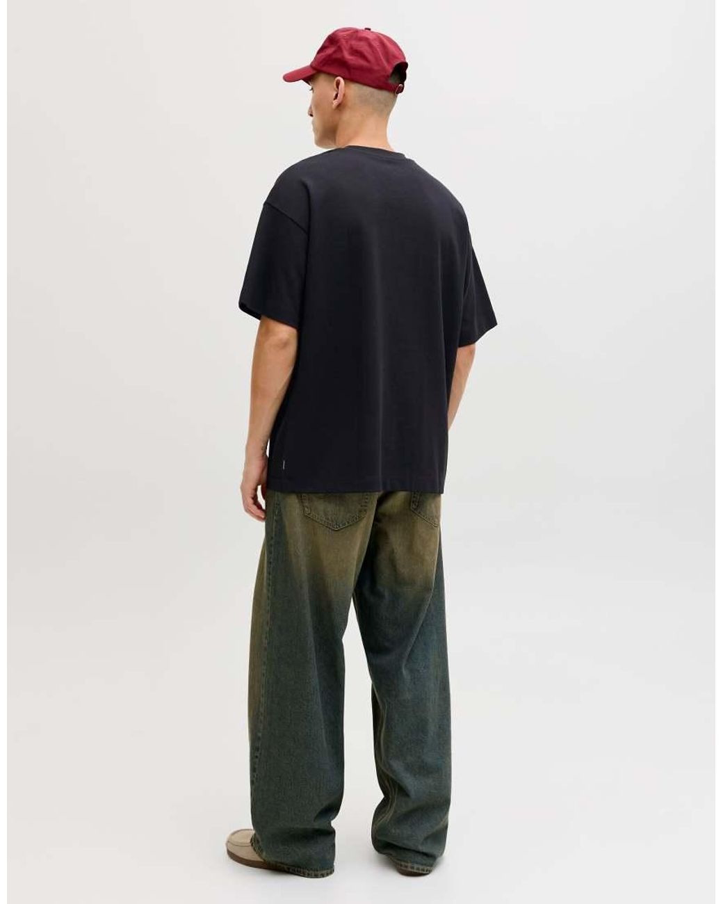 Jack & Jones Black Oversized Breathable T-shirt for men