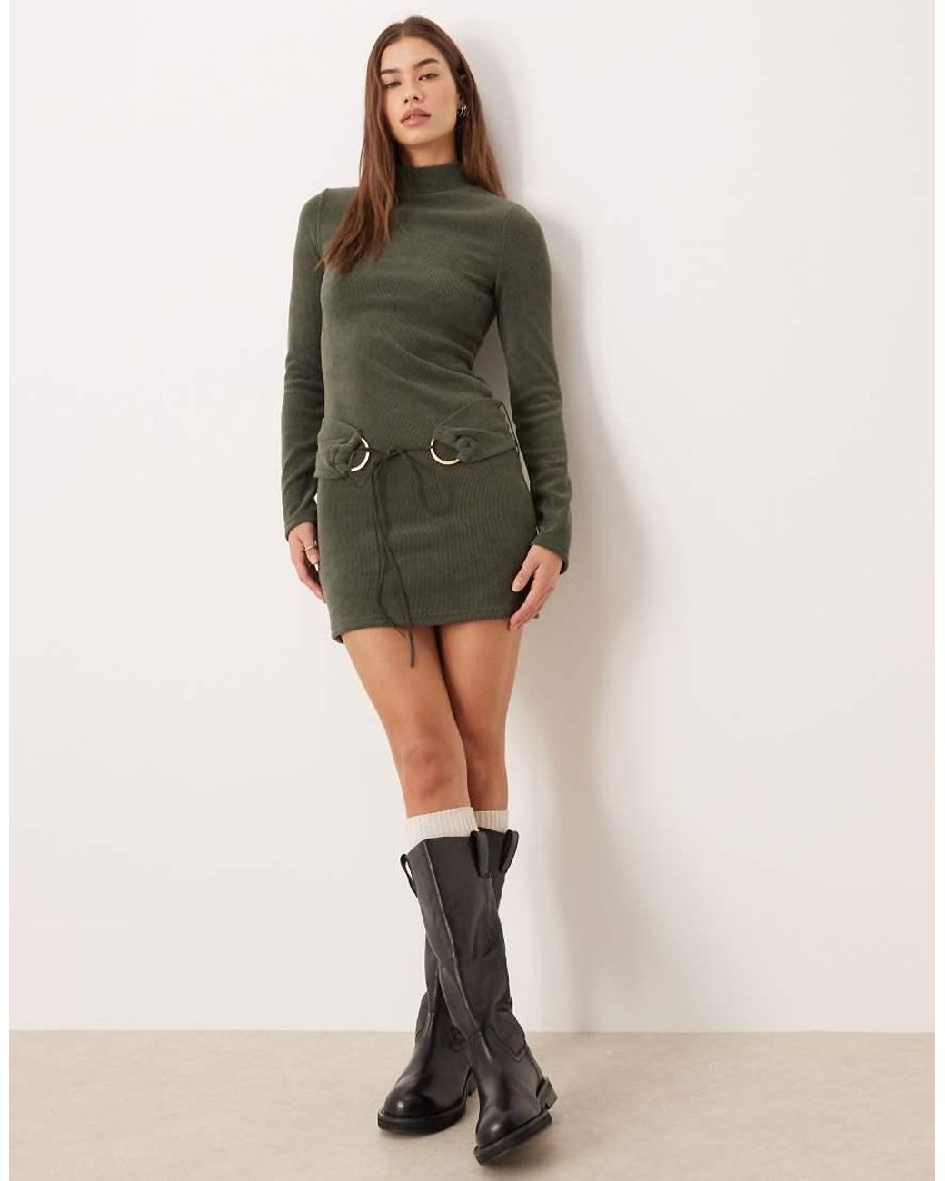 ASOS Green High Neck Cord Mini With Hardware