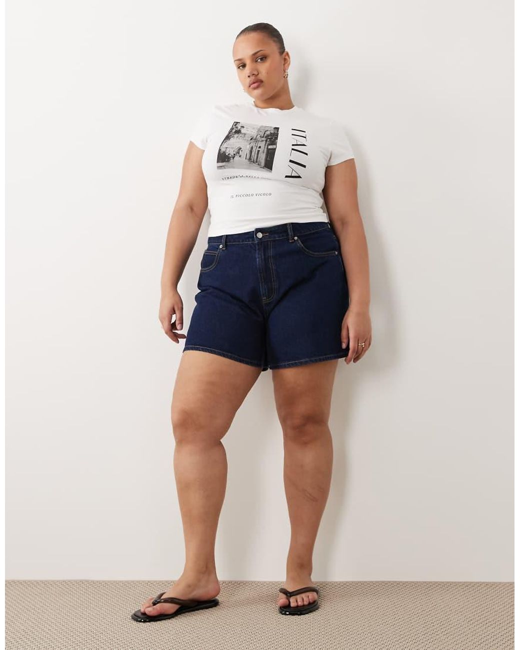 ASOS White Asos Design Curve Short Sleeve Crop Top With Italia Print