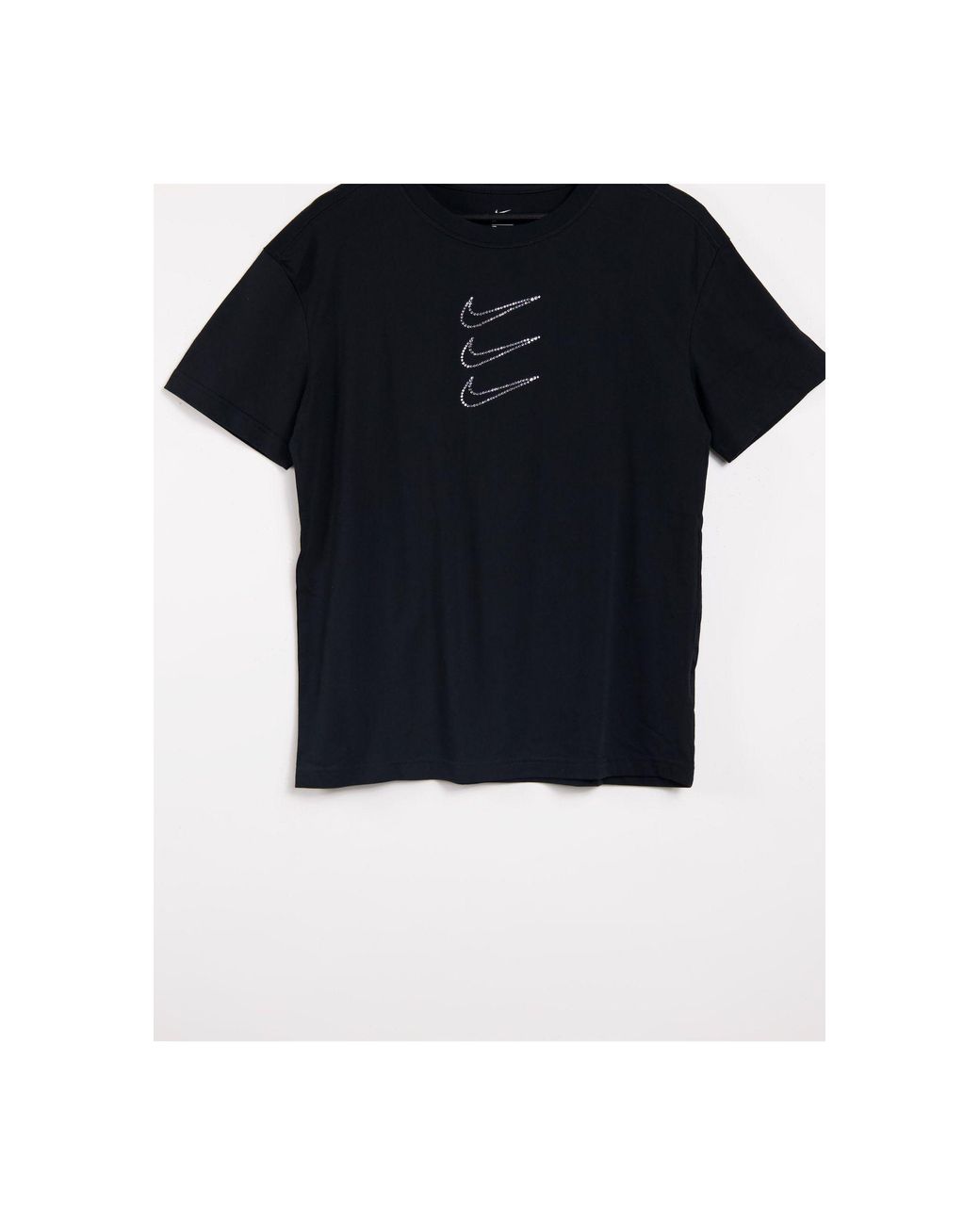 Nike Cotton Rhinestone Triple Swoosh T-shirt in Black | Lyst Australia