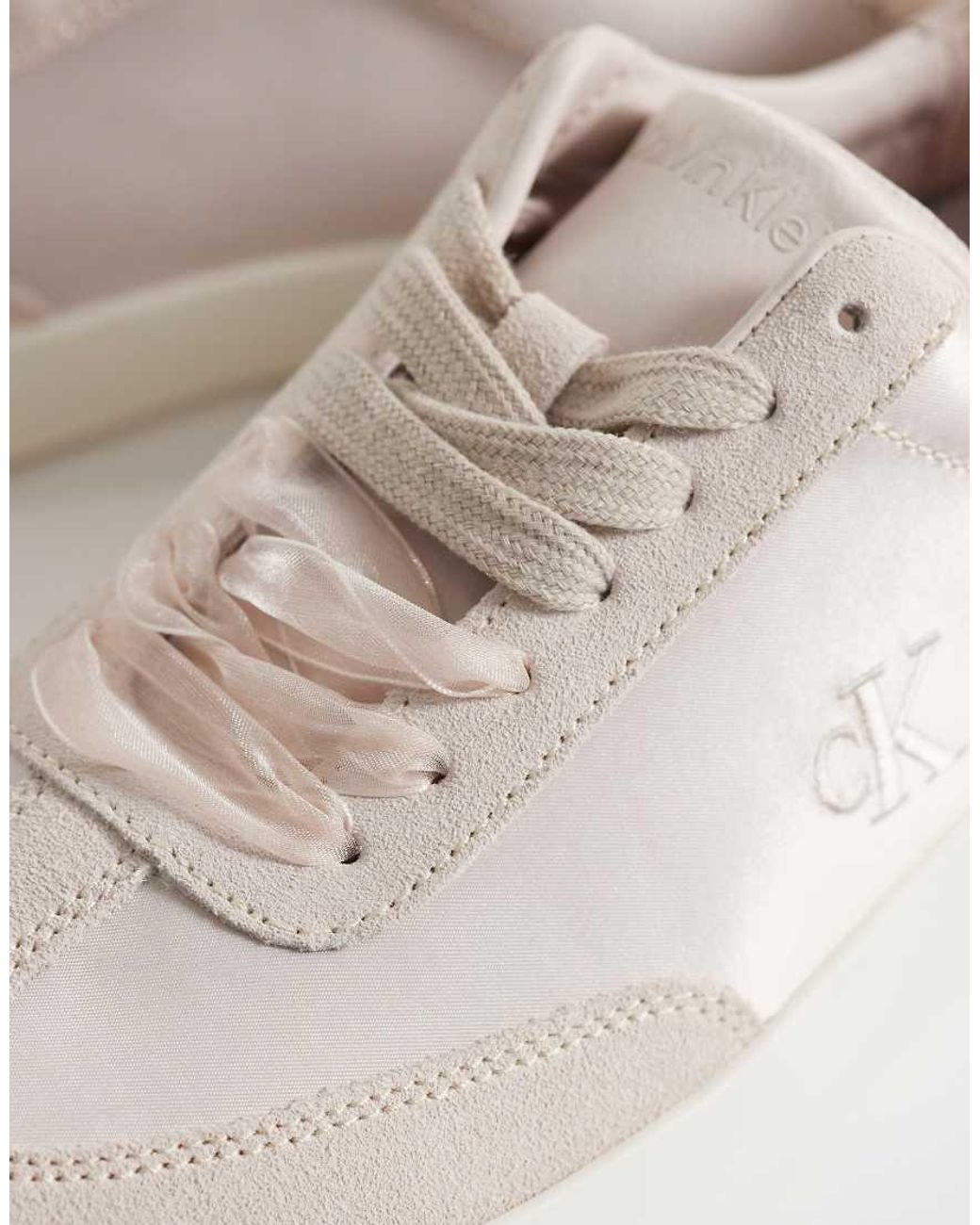 Calvin Klein White Satin Mix Cupsole Sneakers