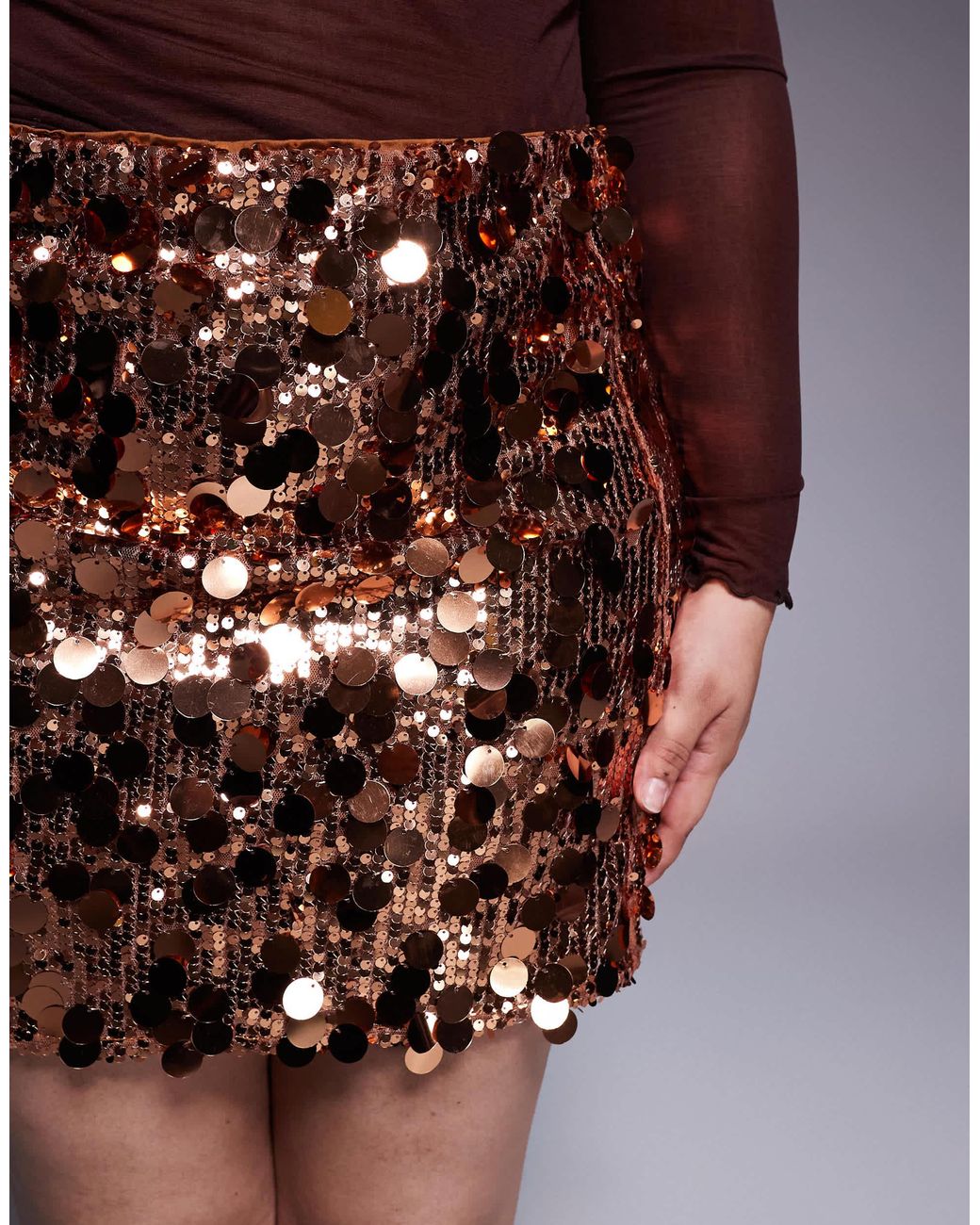 Renee Studio Purple Disc Sequin Mini Skirt