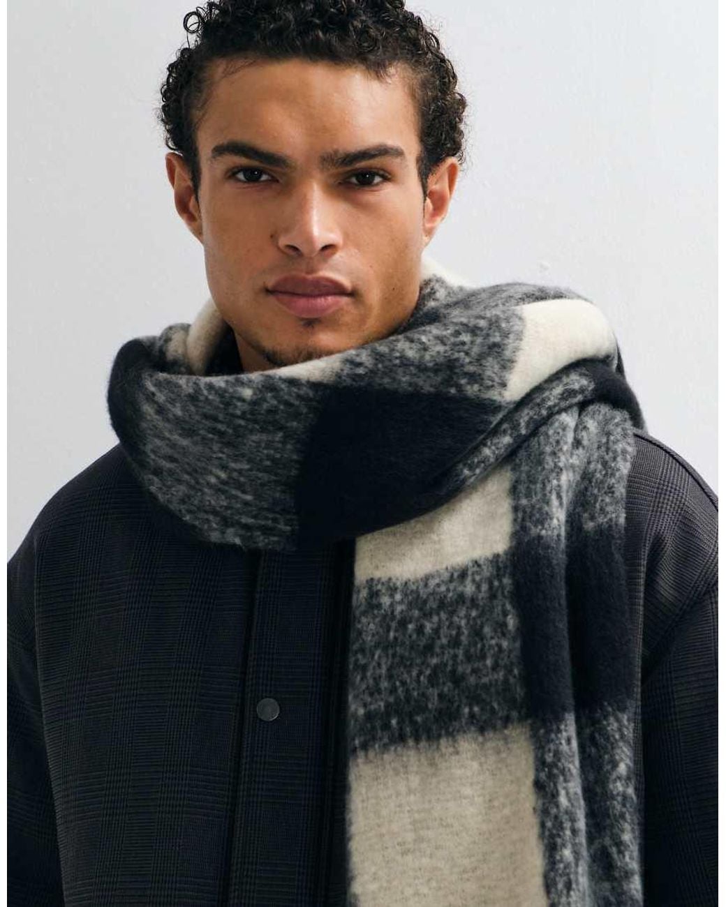ASOS Blue Woven Brushed Check Scarf for men