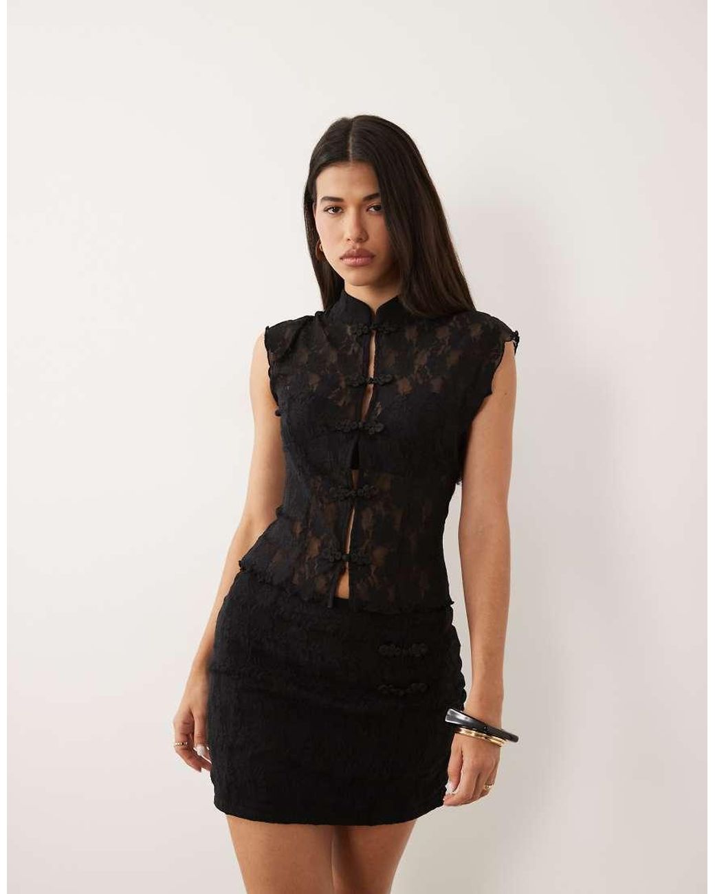 ASOS Black Co-ord Lace Skort With Trims
