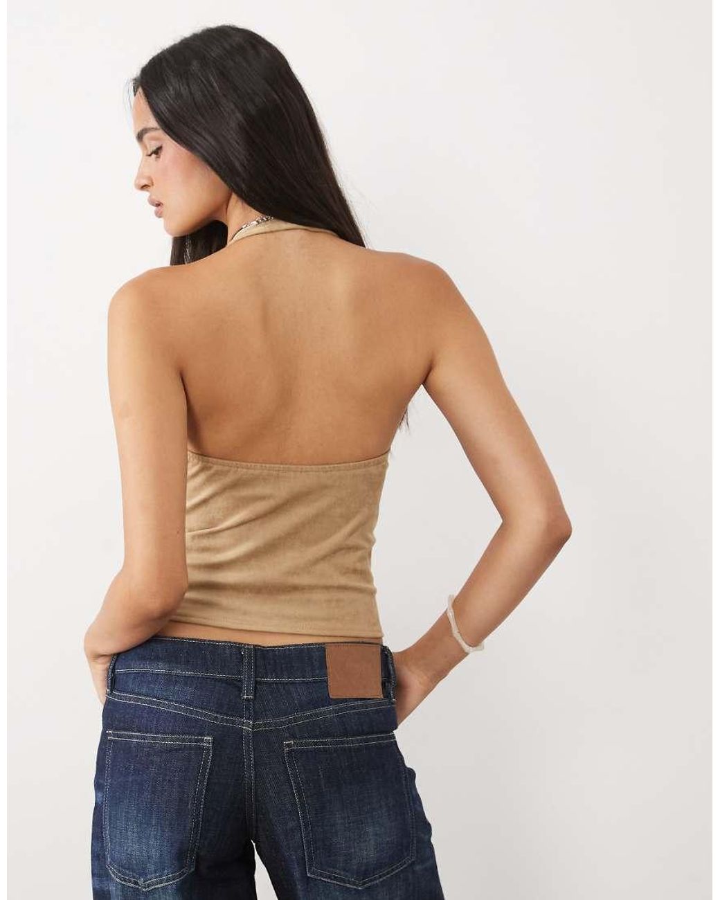 Motel Blue Estri Faux Suede Halter Top Co-ord