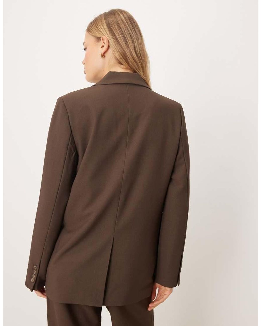 Y.A.S Brown Oversized Blazer With Tortoise Shell Button Detail Co-ord