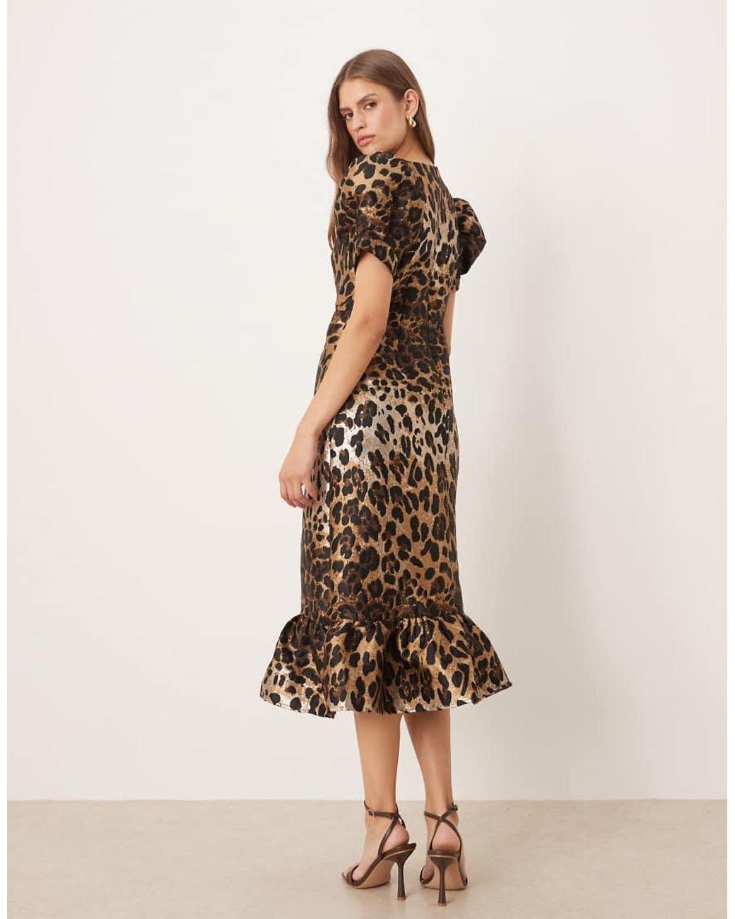 Sister Jane Natural Button Front Jacquard Midi Dress