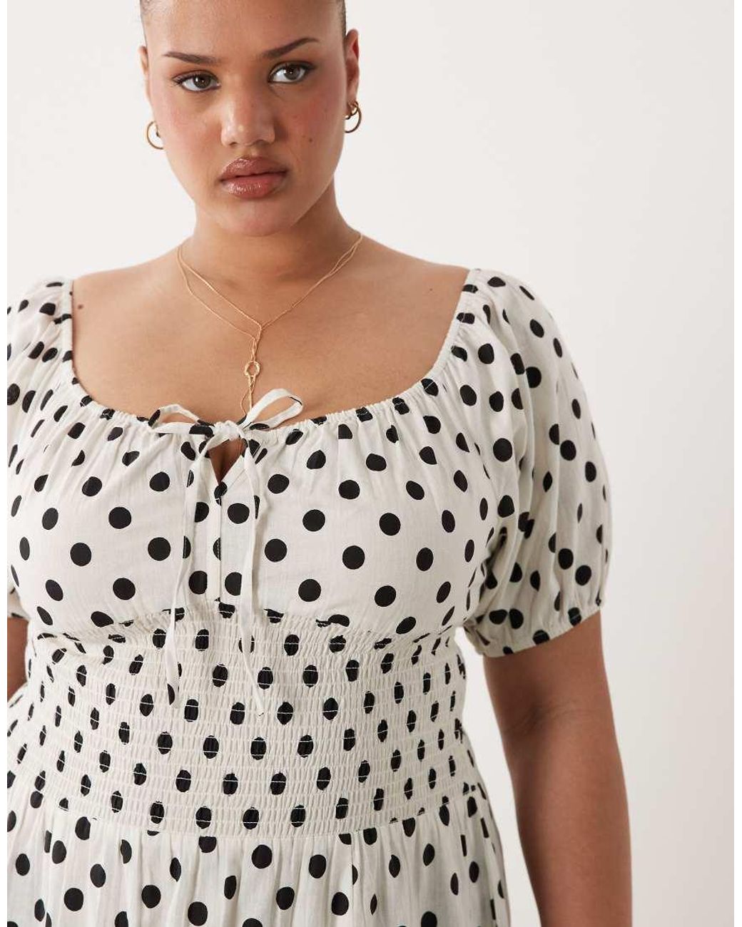 Esmee Curve White Tie Front Puff Sleeve Beach Maxi Dress