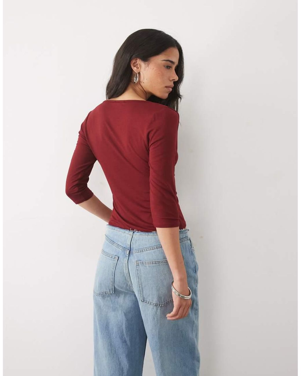 Miss Selfridge Red Wrap Top