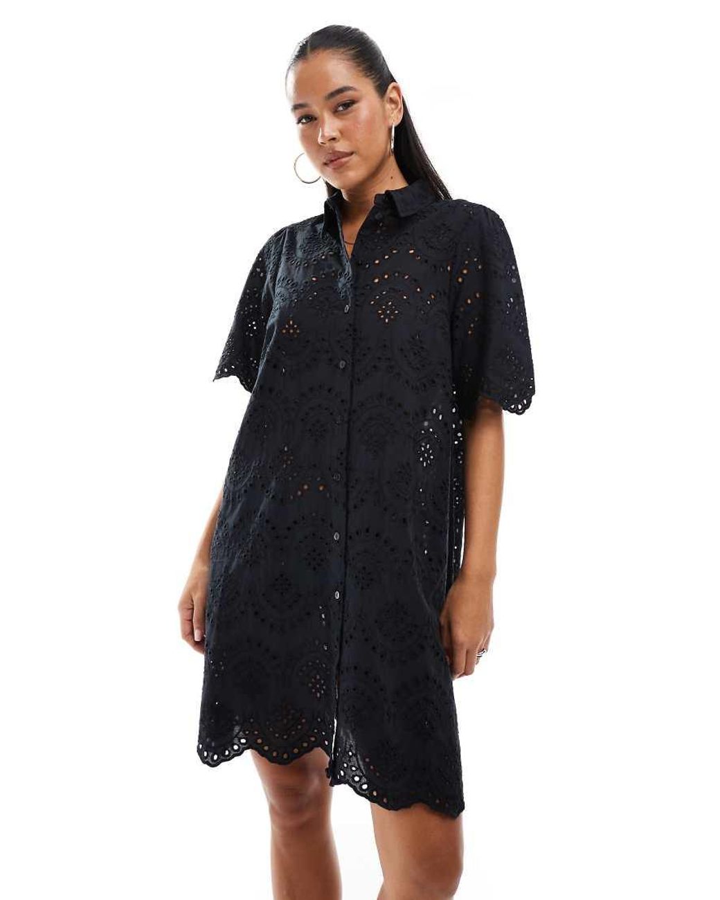 ONLY Blue Pointelle Details Mini Dress