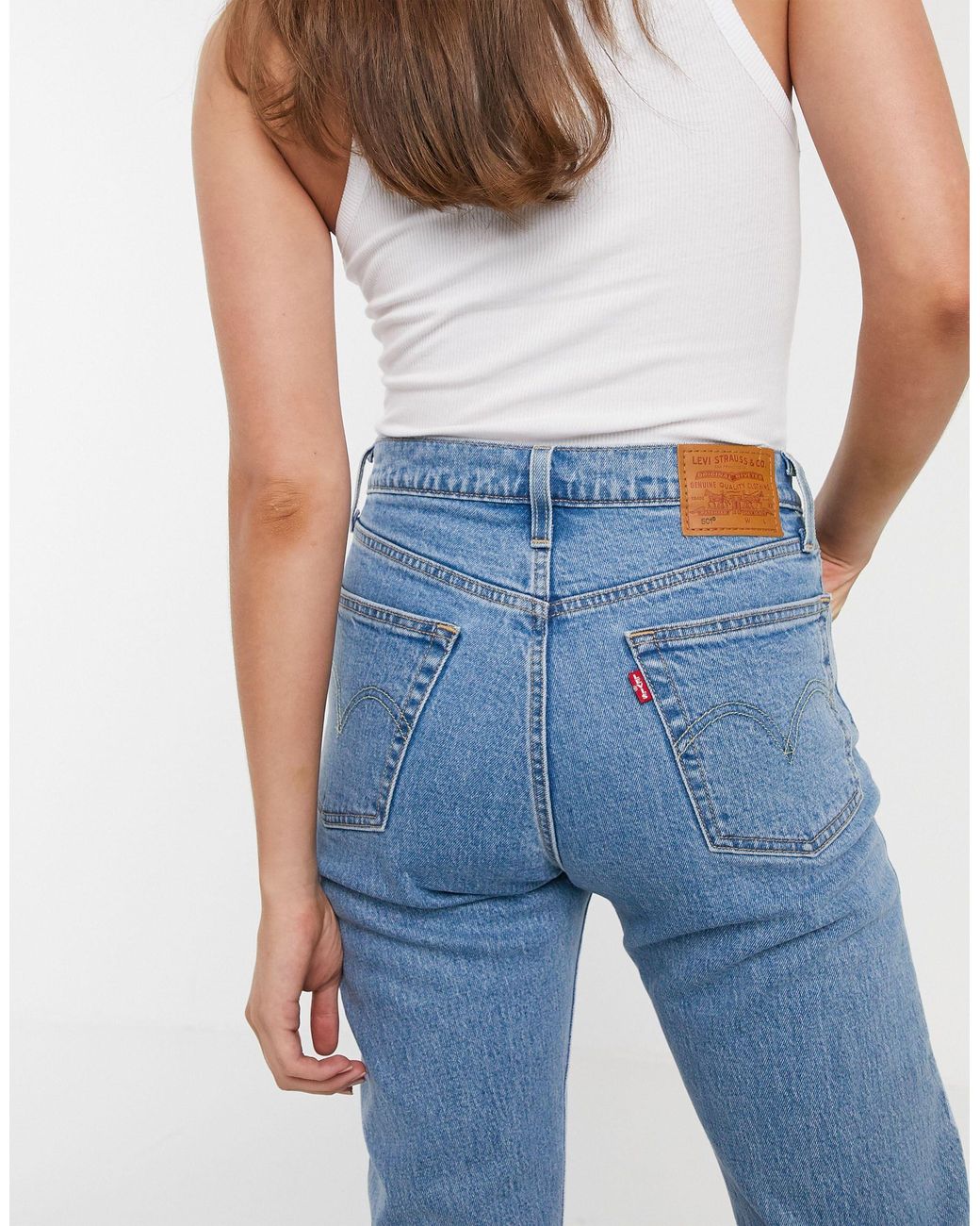Levi's 501 Crop Jeans With Frayed Hem in Blue | Lyst