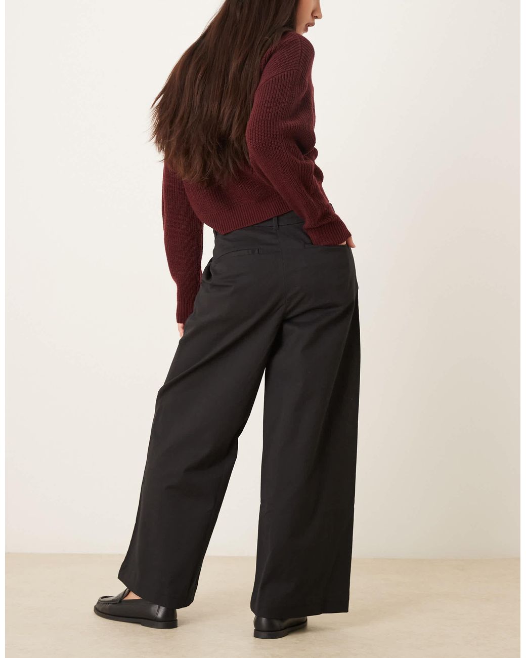 Aware Black Wide Leg Cropped Work Trouser