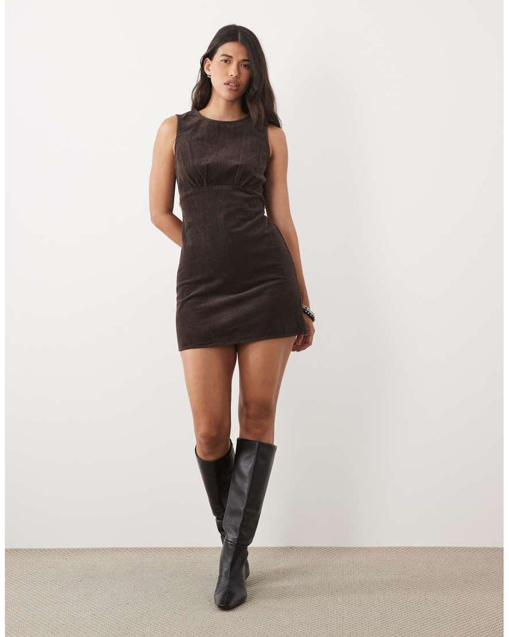 Nobody's Child Gray Vicky Cord Sleeveless Mini Dress
